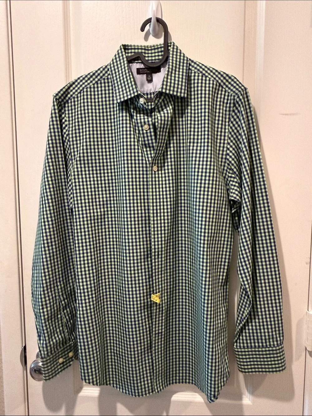 EUC Banana Republic Green and White Gingham Button-Down Shirt